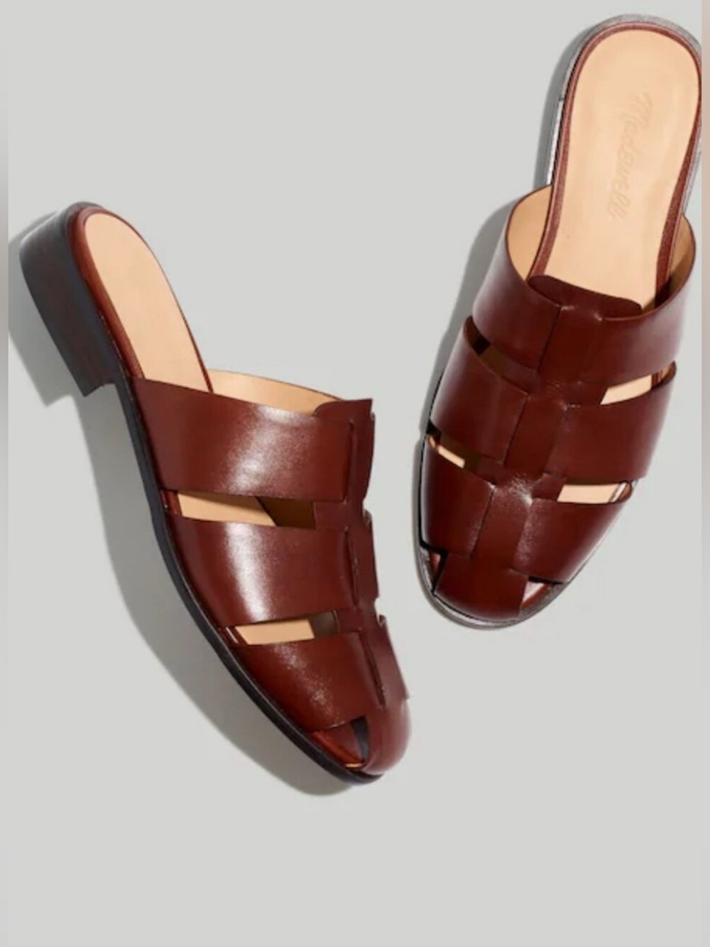 Madewell Dixon Fisherman Slide On Mule, Brown Leather,  Size 5, Elevated Basic